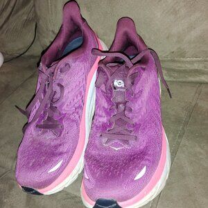 Hoka Clifton 8 Max Pink & Purple Running Walking Comfort Bunion Podiatrist 10.5